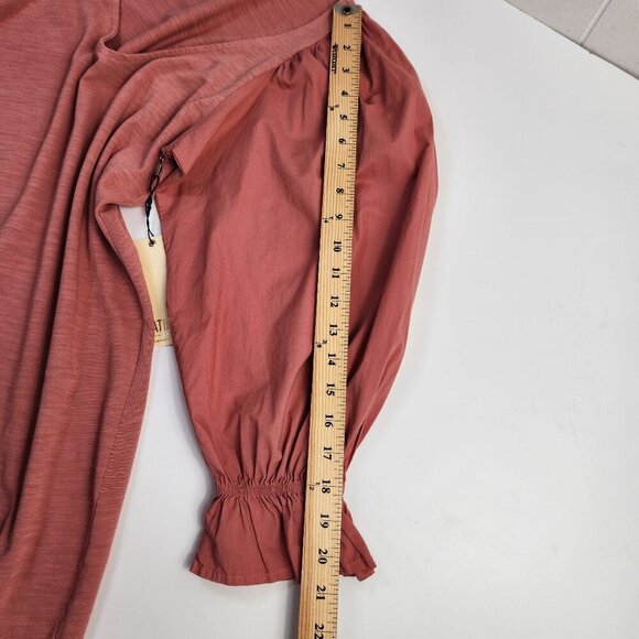 Nation LTD Oralia Flounce Puff Sleeve Mini Shift Dress in Pink Cheek Size XS NEW - Picture 13 of 14